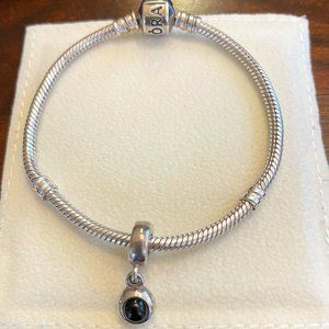 Silver and onyx dangle Pandora charm